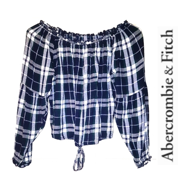 Abercrombie&fitch Long sleeve cropped plaid  top - Picture 1 of 10